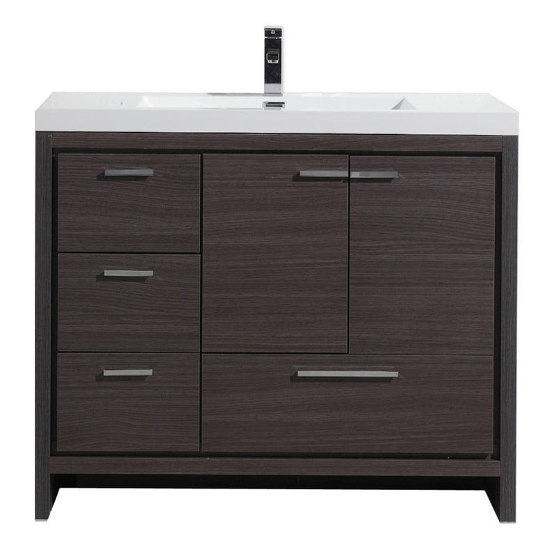 Alma Vanity Allier 42" Gray Oak Vanity with Integrated Sink and Left Side Drawers