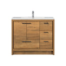Alma Vanity Allier 42" Natural Wood Finish with Integrated Sink and Right Side Drawers