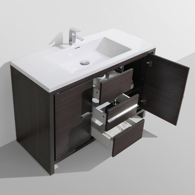 Alma Vanity Allier 48" Matte Gray-Oak Modern Vanity with Integrated Countertop with Sink