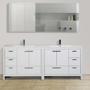 Alma Vanity Allier 84" High Gloss White Vanity with Integrated Countertop with Sink