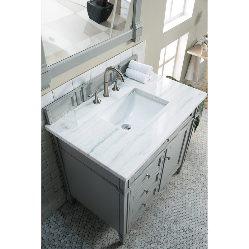 James Martin Brittany 36" Urban Gray Single Vanity with 3 cm Arctic Fall Solid Surface Top 650-V36-UGR-3AF