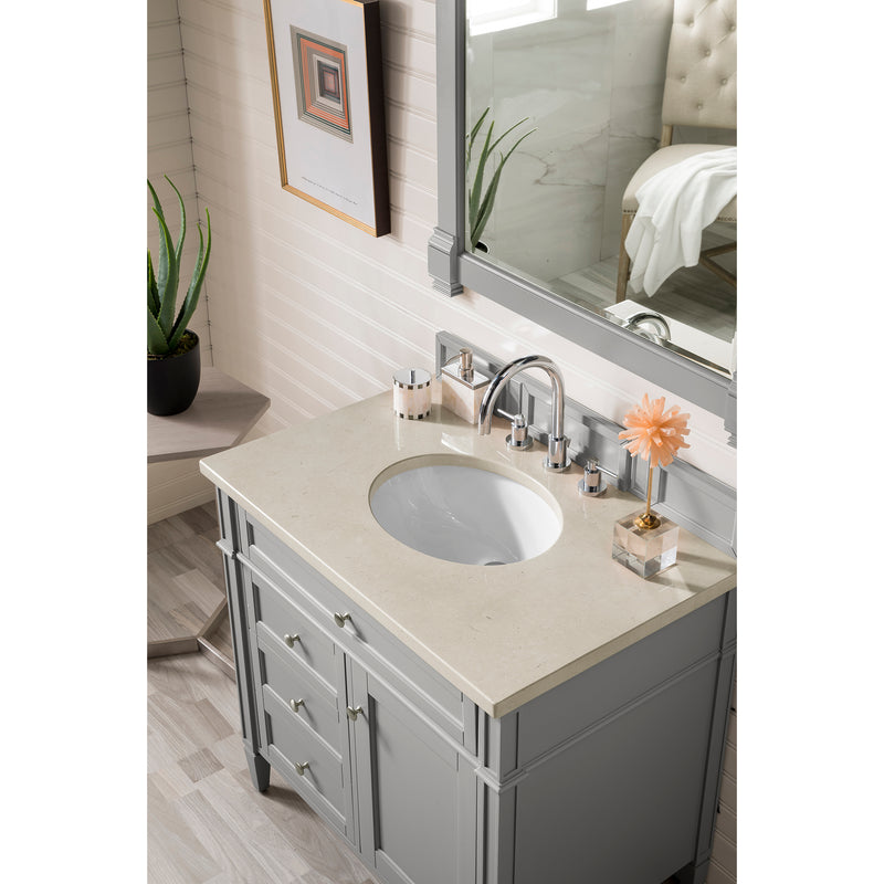 James Martin Brittany 36" Urban Gray Single Vanity with 3 cm Galala Beige Top 650-V36-UGR-3OGLB