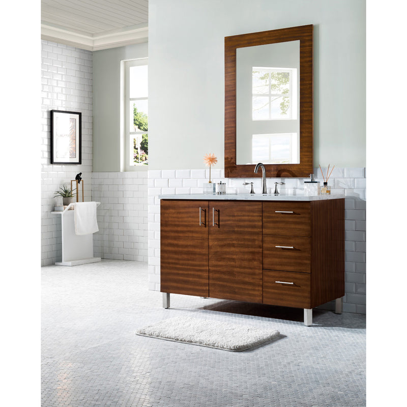 James Martin Metropolitan 48" American Walnut Single Vanity with 3 cm Arctic Fall Solid Surface Top 850-V48-AWT-3AF