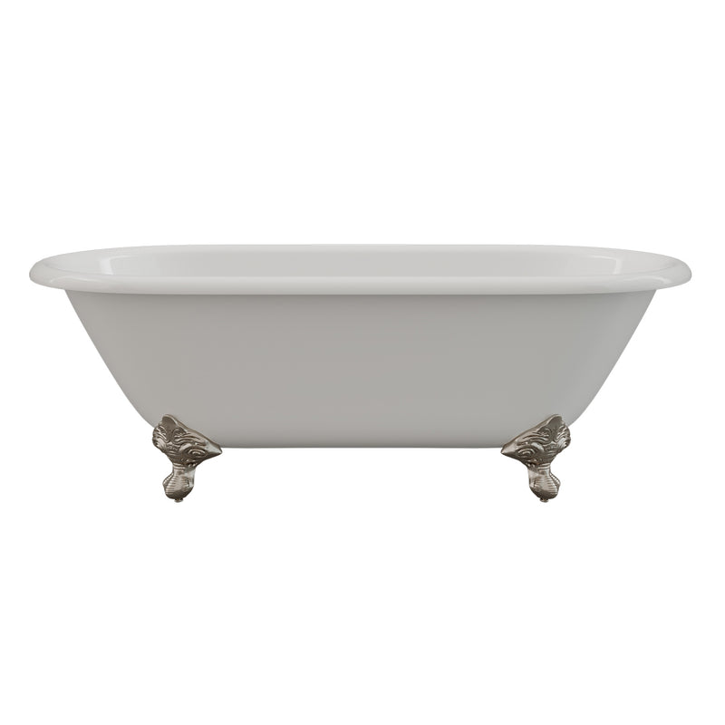 Cambridge Plumbing Cast Iron Double Ended Clawfoot Tub 67"x30" No Drillings BN Feet