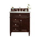 James Martin Brittany 30" Single Vanity Burnished Mahogany with 3 cm Arctic Fall Solid Surface Top 650-V30-BNM-3AF