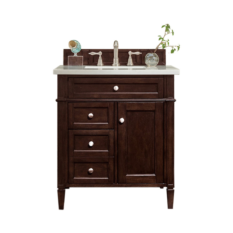 James Martin Brittany 30" Single Vanity Burnished Mahogany with 3 cm Carrara Marble Top 650-V30-BNM-3CAR