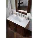 James Martin Portland 36" Single Vanity Burnished Mahogany with 3 cm Arctic Fall Solid Surface Top 620-V36-BNM-3AF