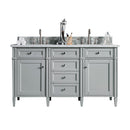 James Martin Brittany 60" Urban Gray Double Vanity with 3 cm Carrara Marble Top 650-V60D-UGR-3CAR