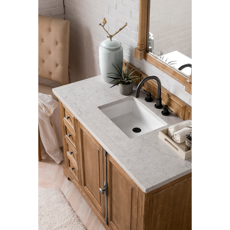 James Martin Providence 48" Single Vanity Cabinet Driftwood with 3 cm Eternal Jasmine Pearl Quartz Top 238-105-5211-3EJP