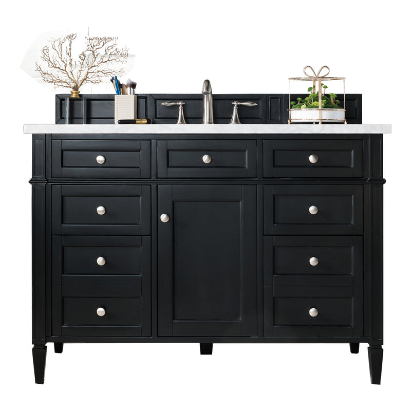 James Martin Brittany 48" Black Onyx Single Vanity with 3 cm Classic White Quartz Top 650-V48-BKO-3CLW