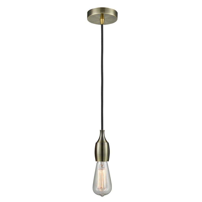 Bare Bulb Mini Pendant shown in the Antique Brass finish