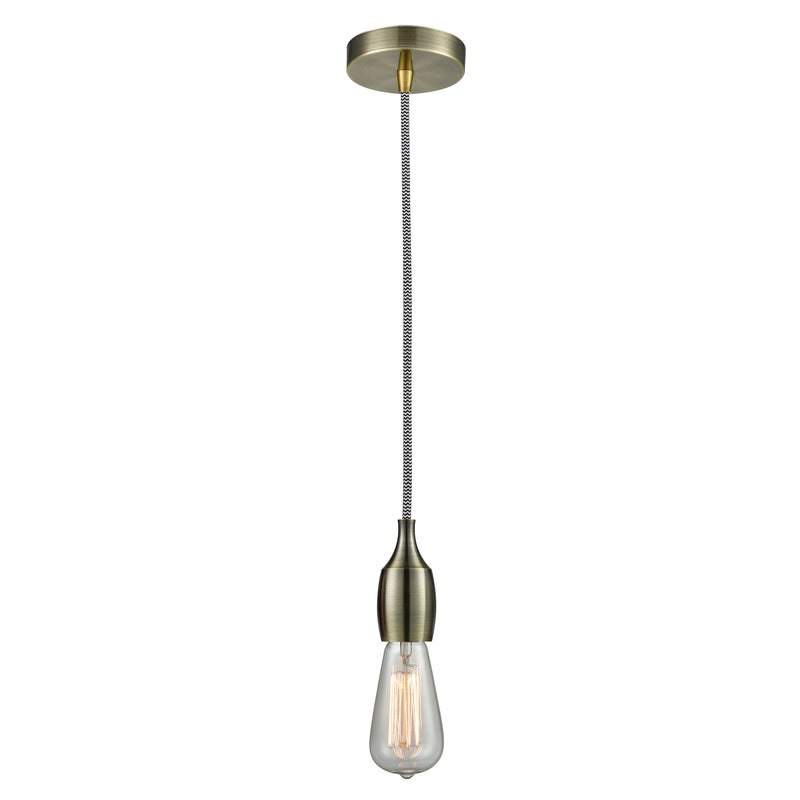 Bare Bulb Mini Pendant shown in the Antique Brass finish