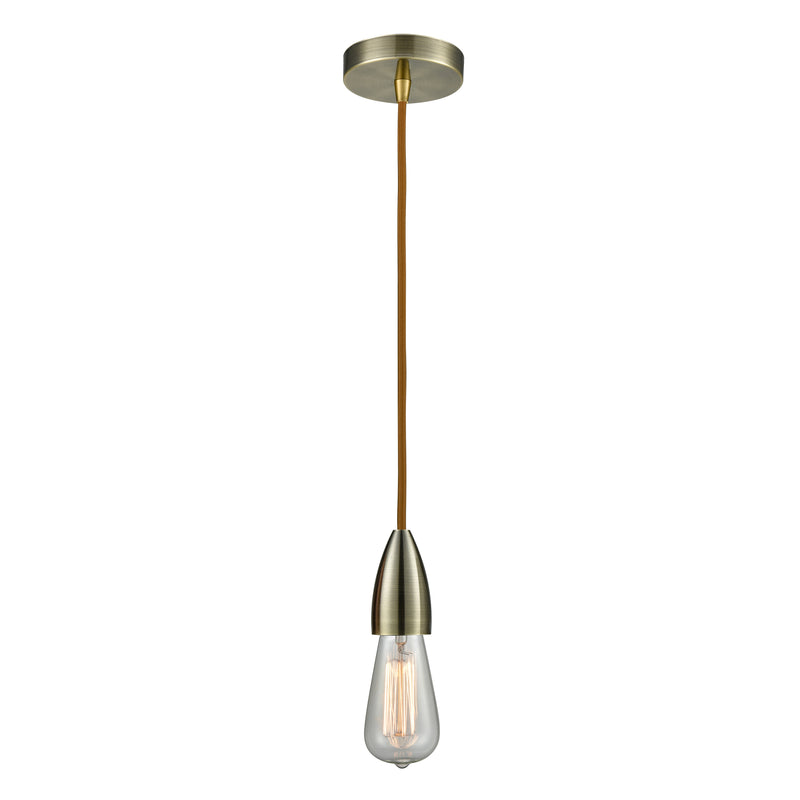 Bare Bulb Mini Pendant shown in the Antique Brass finish