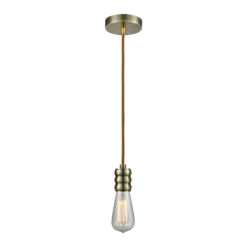 Bare Bulb Mini Pendant shown in the Antique Brass finish