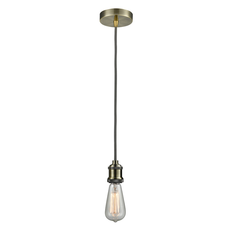 Bare Bulb Mini Pendant shown in the Antique Brass finish