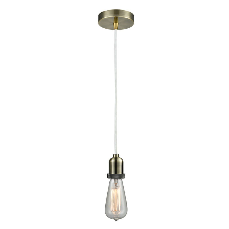 Bare Bulb Mini Pendant shown in the Antique Brass finish