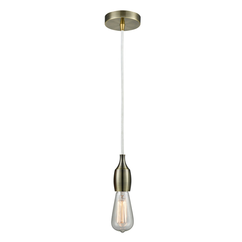 Bare Bulb Mini Pendant shown in the Antique Brass finish