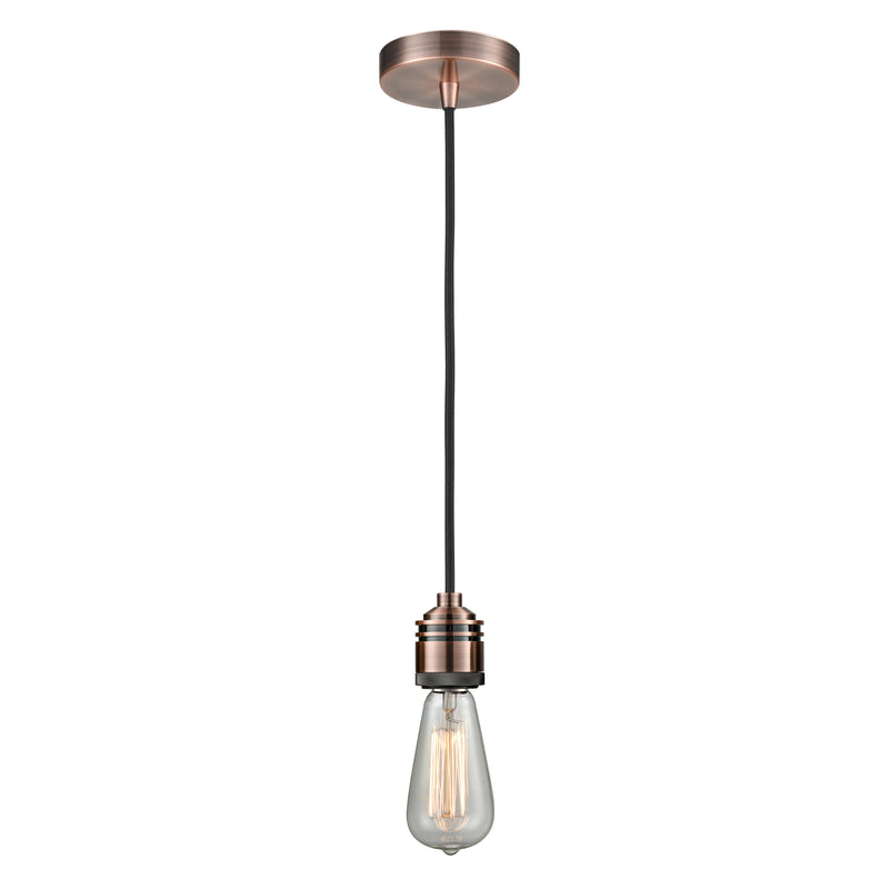 Bare Bulb Mini Pendant shown in the Antique Copper finish