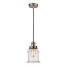 Canton Mini Pendant shown in the Antique Copper finish with a Seedy shade