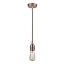 Bare Bulb Mini Pendant shown in the Antique Copper finish