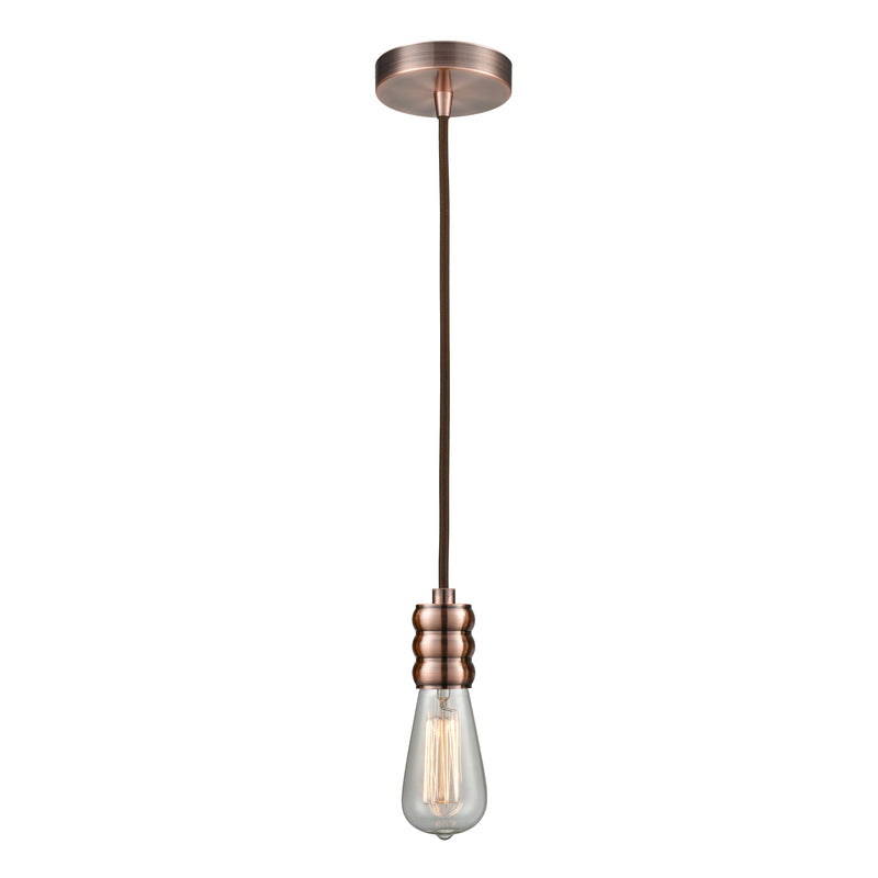 Bare Bulb Mini Pendant shown in the Antique Copper finish