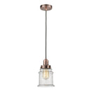 Canton Mini Pendant shown in the Antique Copper finish with a Seedy shade