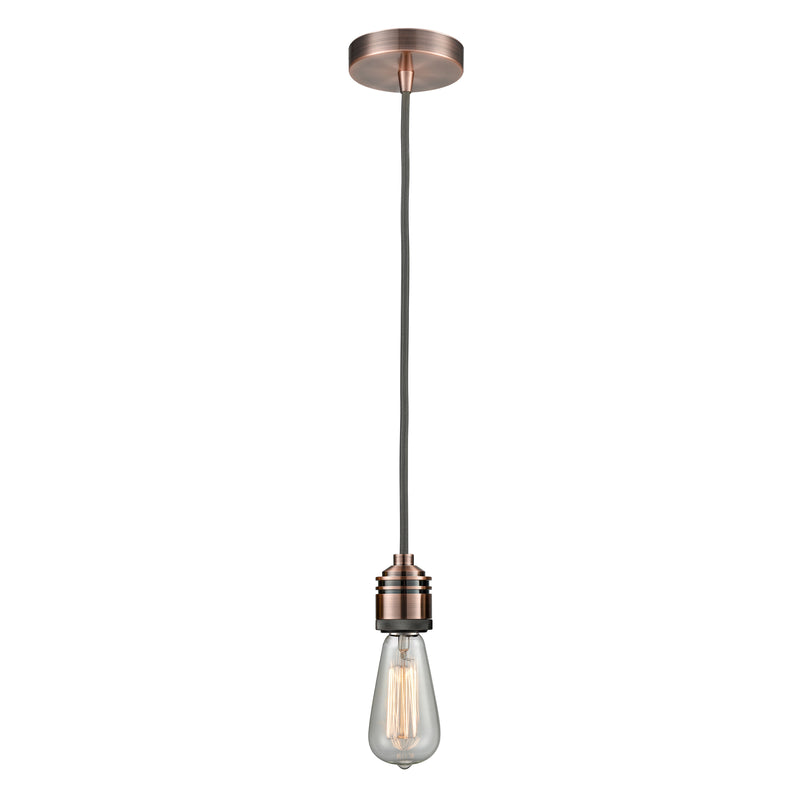 Bare Bulb Mini Pendant shown in the Antique Copper finish