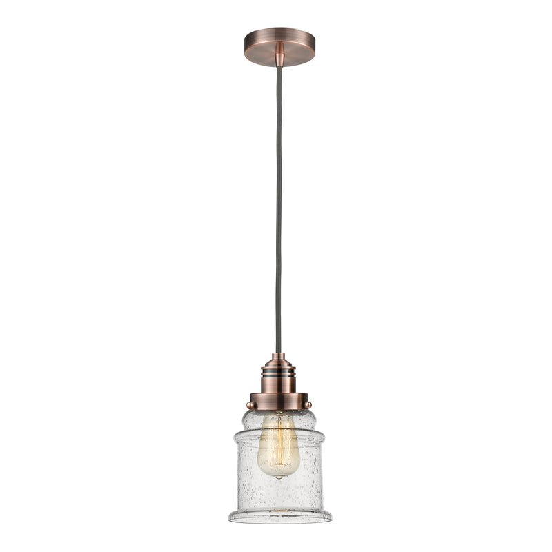 Canton Mini Pendant shown in the Antique Copper finish with a Seedy shade