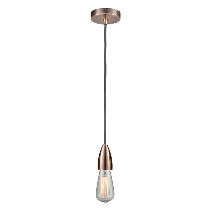 Bare Bulb Mini Pendant shown in the Antique Copper finish