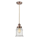 Canton Mini Pendant shown in the Antique Copper finish with a Seedy shade