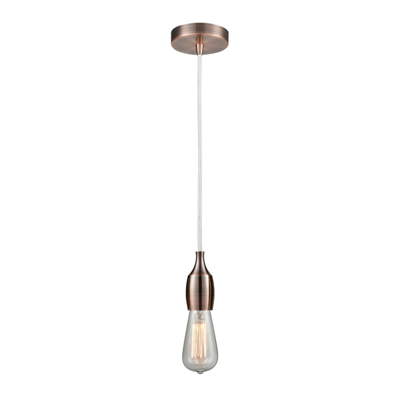 Bare Bulb Mini Pendant shown in the Antique Copper finish