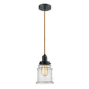 Canton Mini Pendant shown in the Matte Black finish with a Seedy shade