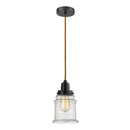 Canton Mini Pendant shown in the Matte Black finish with a Seedy shade