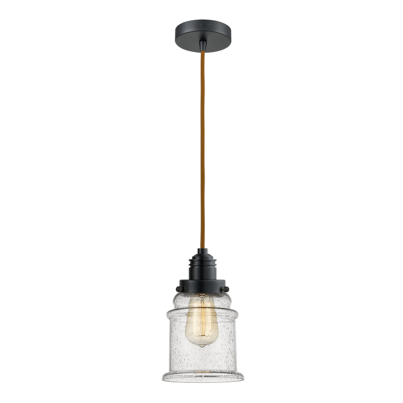 Canton Mini Pendant shown in the Matte Black finish with a Seedy shade