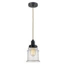 Canton Mini Pendant shown in the Matte Black finish with a Seedy shade