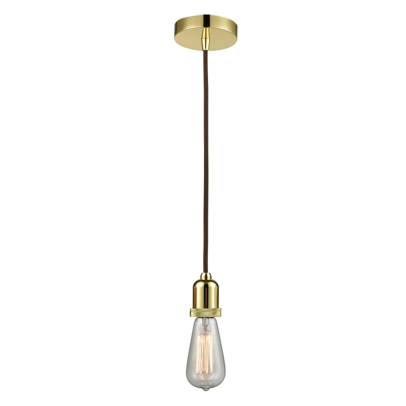 Bare Bulb Mini Pendant shown in the Gold finish