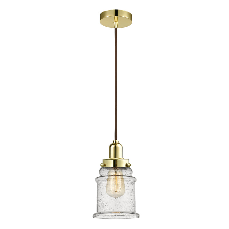 Canton Mini Pendant shown in the Gold finish with a Seedy shade