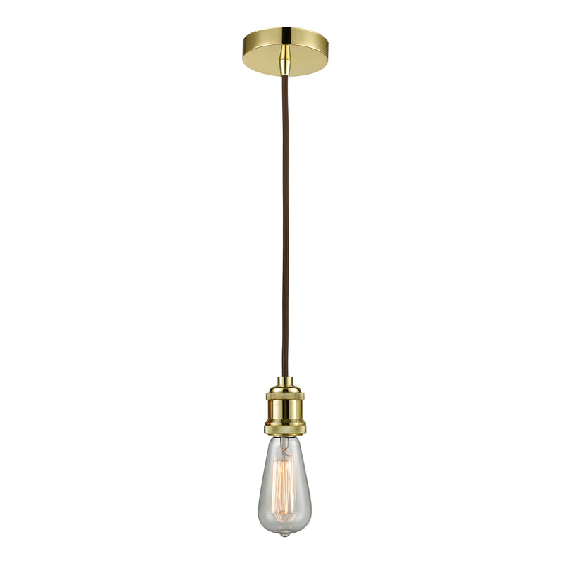 Bare Bulb Mini Pendant shown in the Gold finish