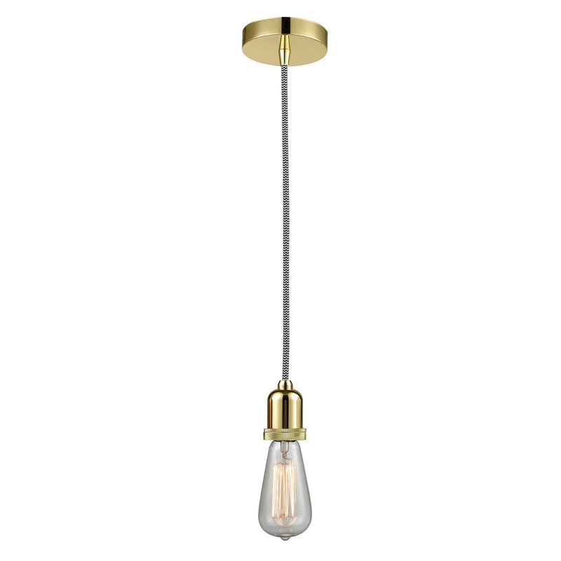 Bare Bulb Mini Pendant shown in the Gold finish