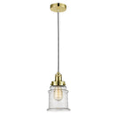 Canton Mini Pendant shown in the Gold finish with a Seedy shade