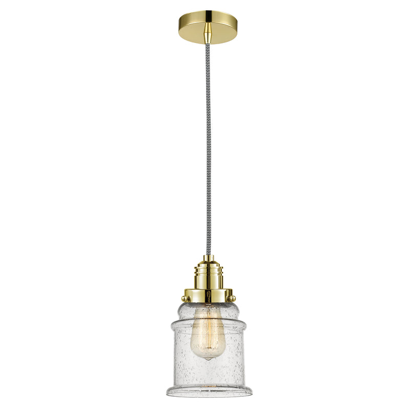 Canton Mini Pendant shown in the Gold finish with a Seedy shade