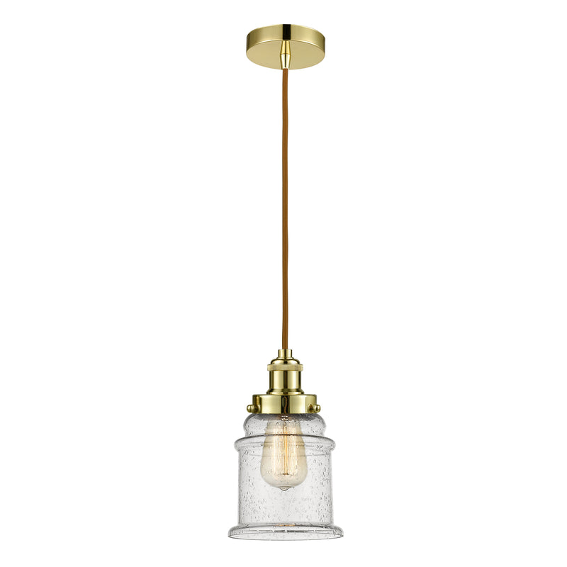 Canton Mini Pendant shown in the Gold finish with a Seedy shade