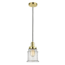 Canton Mini Pendant shown in the Gold finish with a Seedy shade