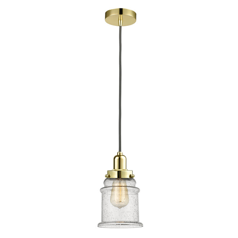 Canton Mini Pendant shown in the Gold finish with a Seedy shade