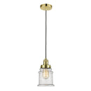 Canton Mini Pendant shown in the Gold finish with a Seedy shade