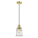 Canton Mini Pendant shown in the Gold finish with a Seedy shade