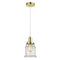 Canton Mini Pendant shown in the Gold finish with a Seedy shade