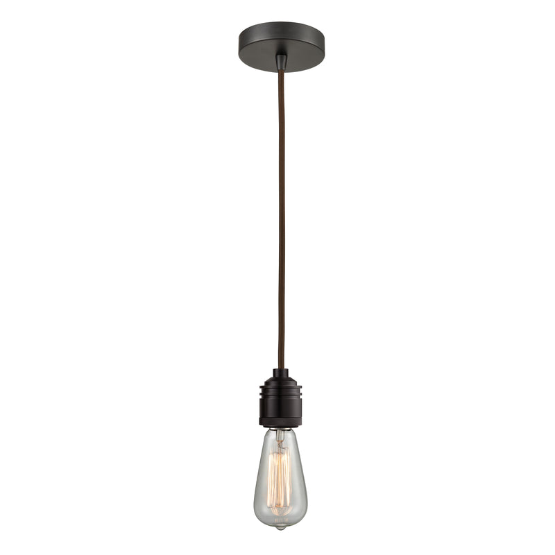 Bare Bulb Mini Pendant shown in the Oil Rubbed Bronze finish