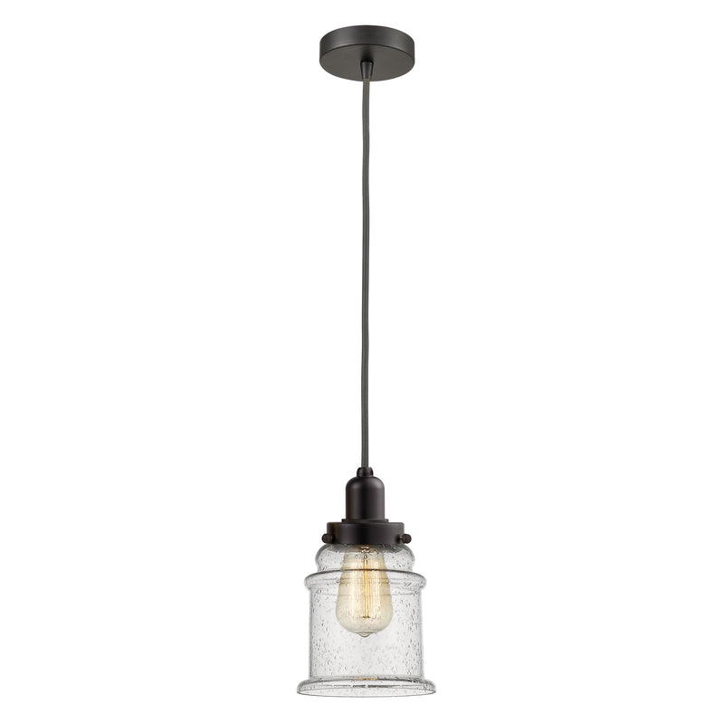 Canton Mini Pendant shown in the Oil Rubbed Bronze finish with a Seedy shade