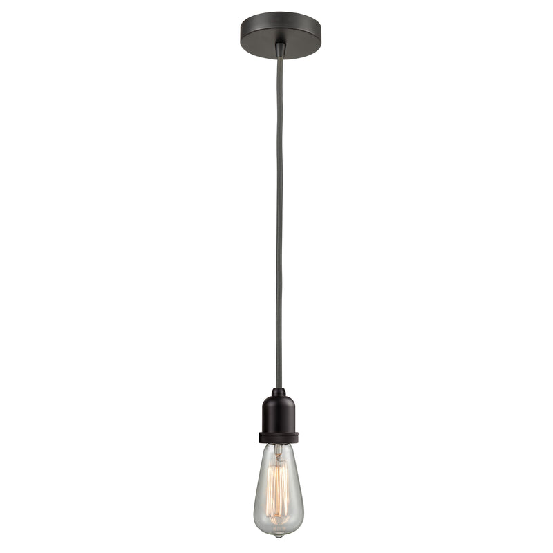 Bare Bulb Mini Pendant shown in the Oil Rubbed Bronze finish